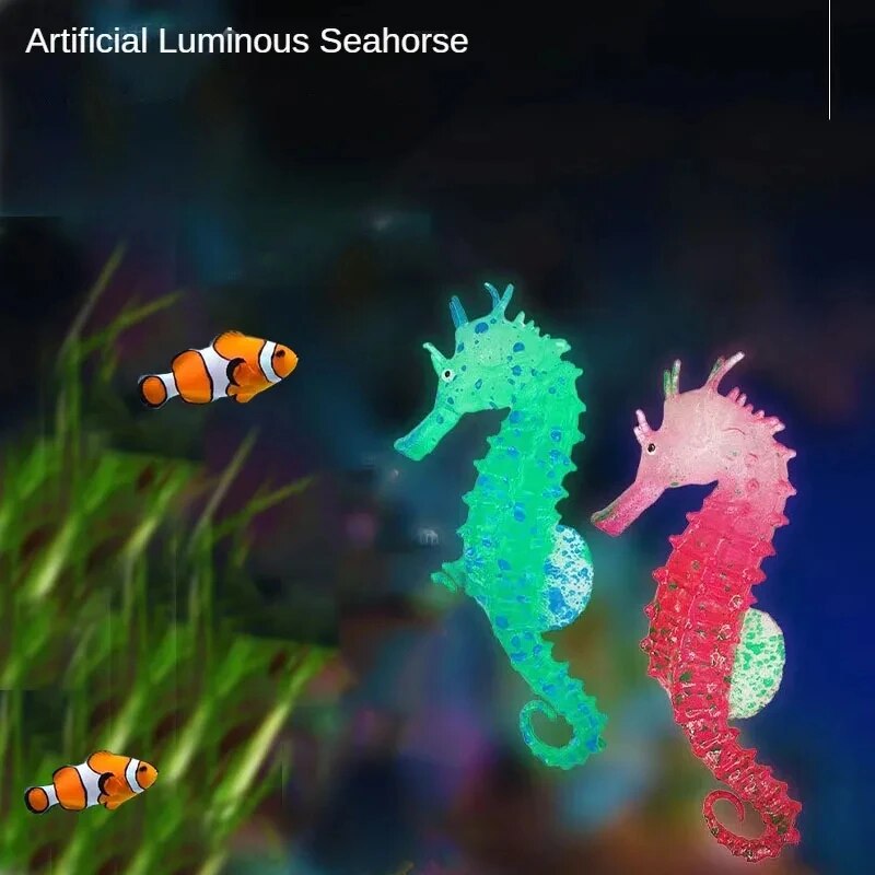 Aquarium Fish That Glow In The Dark - Aquarium-Dekorationen: Leuchtende Silikon-Seepferdchen mit Saugnäpfen für